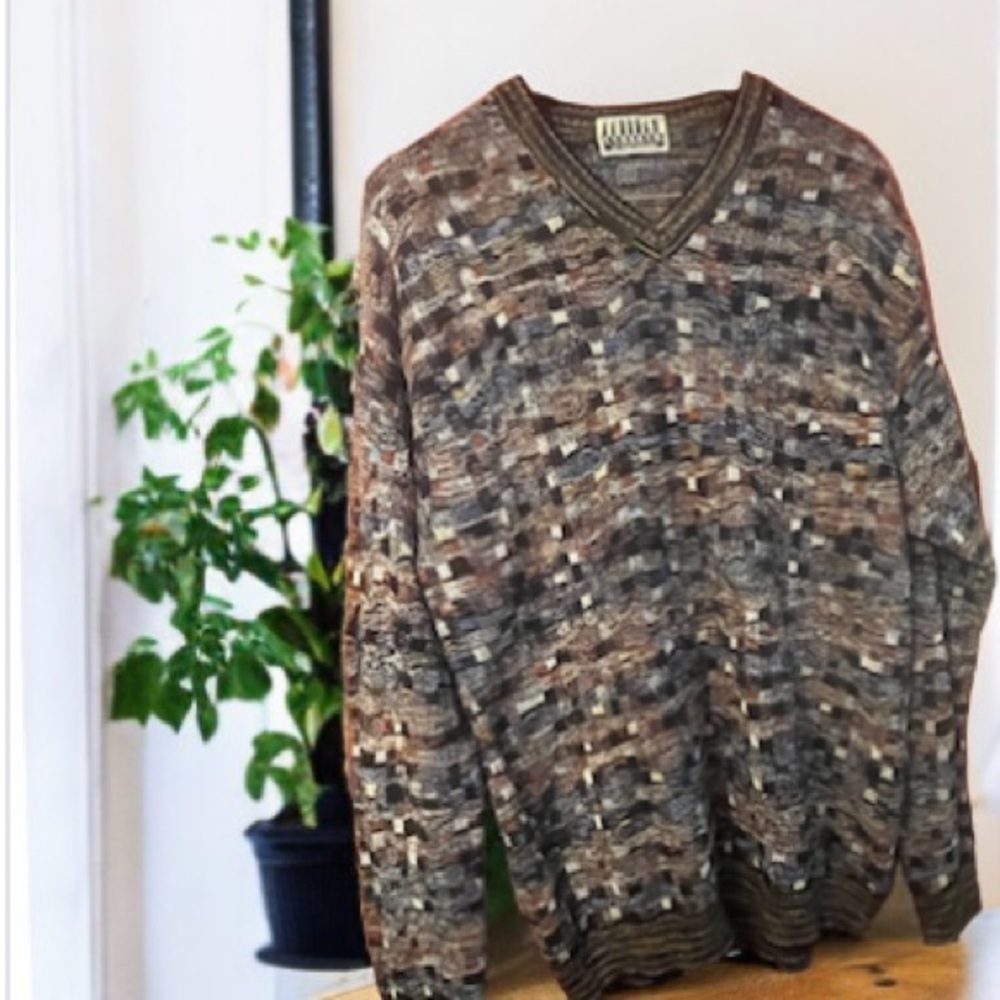 Vintage College by Marcazzani Bill Cosby Style Sz L Knitted Sweater Italy Made - Picture 2 of 10